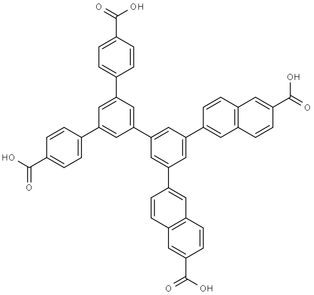 5'-(3,5-Bis(6-carboxynaphthalen-2-yl)phenyl)-[1,1':3',1''-terphenyl]-4,4''-dicarboxylic acid Structure