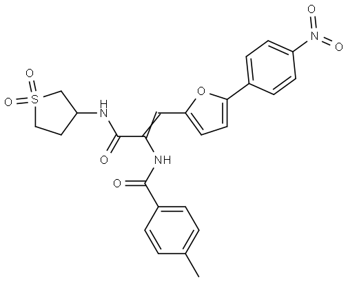 N-{(E)-1-{[(1,1-DIOXIDOTETRAHYDRO-3-THIENYL)AMINO]CARBONYL}-2-[5-(4-NITROPHENYL)-2-FURYL]ETHENYL}-4-METHYLBENZAMIDE Structure