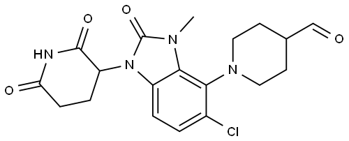 1-[5-chloro-1-(2,6-dioxo-3-piperidyl)-3-methyl-2-oxo-benzimidazol-4-yl]piperidine-4-carbaldehyde Structure