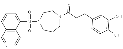 1-Propanone, 3-(3,4-dihydroxyphenyl)-1-[hexahydro-4-(5-isoquinolinylsulfonyl)-1H-1,4-diazepin-1-yl]- Structure