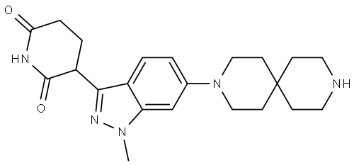 3-[6-(3,9-diazaspiro[5.5]undecan-3-yl)-1-methyl-indazol-3-yl]piperidine-2,6-dione Structure