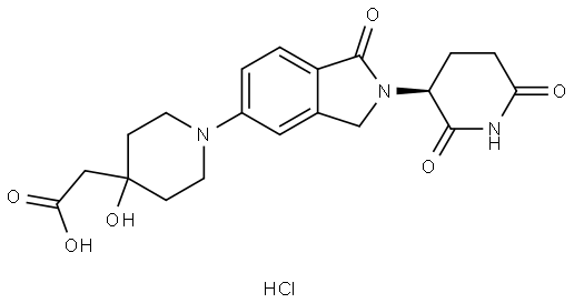 2-[1-[2-[(3S)-2,6-dioxo-3-piperidyl]-1-oxo-isoindolin-5-yl]-4-hydroxy-4-piperidyl]acetic acid hydrochloride Structure