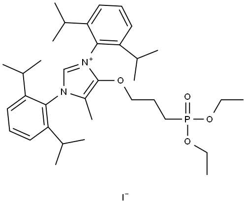 4-(3-Diethoxyphosphorylpropyloxy)-5-methyl-bis(2,6-diisopropylphenyl)-imidazolium iodide Structure