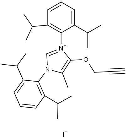 4-(Prop-2-ynyloxy)-5-methyl-bis(2,6-diisopropylphenyl)-imidazolium iodide Structure