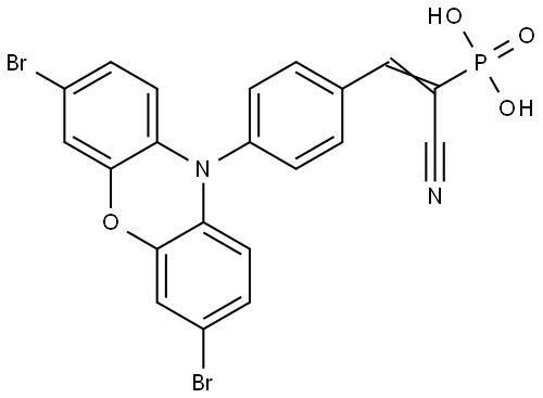 (E)-(1-cyano-2-(4-(3,7-dibromo-10H-phenoxazin-10-yl)phenyl)vinyl)phosphonic acid Structure