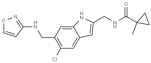 Cyclopropanecarboxamide, N-[[5-chloro-6-[(3-isoxazolylamino)methyl]-1H-indol-2-yl]methyl]-1-methyl- Structure