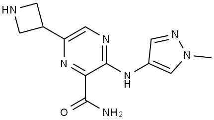 6-(azetidin-3-yl)-3-((1-methyl-1H-pyrazol-4-yl)amino)pyrazine-2-carboxamide Structure