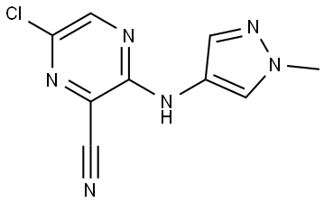 6-chloro-3-((1-methyl-1H-pyrazol-4-yl)amino)pyrazine-2-carbonitrile Structure