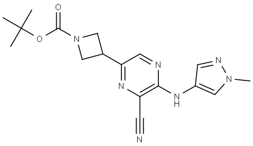 tert-butyl 3-(6-cyano-5-((1-methyl-1H-pyrazol-4-yl)amino)pyrazin-2-yl)azetidine-1-carboxylate Structure