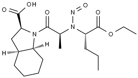 1H-Indole-2-carboxylic acid, 1-[(2S)-2-[[(1S)-1-(ethoxycarbonyl)butyl]nitrosoamino]-1-oxopropyl]octahydro-, (2S,3aS,7aS)- Structure