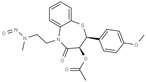 1,5-Benzothiazepin-4(5H)-one, 3-(acetyloxy)-2,3-dihydro-2-(4-methoxyphenyl)-5-[2-(methylnitrosoamino)ethyl]-, (2S,3S)- Structure