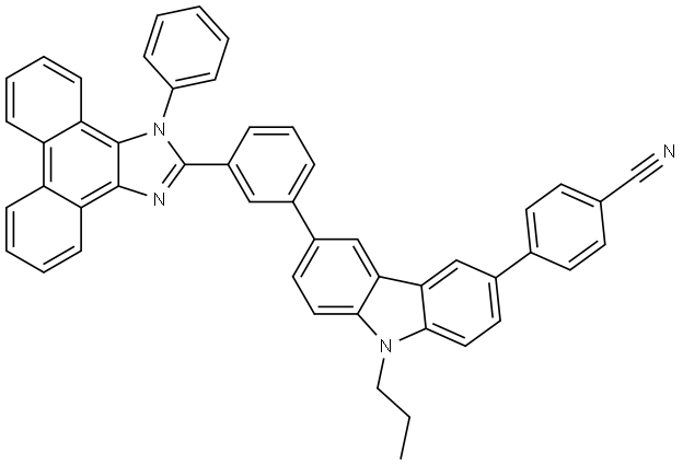 Benzonitrile, 4-[6-[3-(1-phenyl-1H-phenanthro[9,10-d]imidazol-2-yl)phenyl]-9-propyl-9H-carbazol-3-yl]- Structure