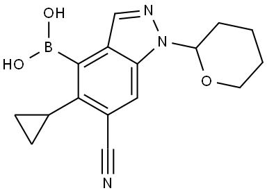 (6-Cyano-5-cyclopropyl-1-(tetrahydro-2H-pyran-2-yl)-1H-indazol-4-yl)boronic acid Structure