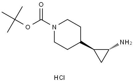 trans-tert-Butyl 4-(2-aminocyclopropyl)piperidine-1-carboxylate hydrochloride Structure