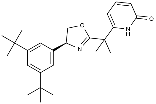 (S)-6-(2-(4-(3,5-di-tert-butylphenyl)-4,5-dihydrooxazol-2-yl)propan-2-yl)pyridin-2(1H)-one Structure