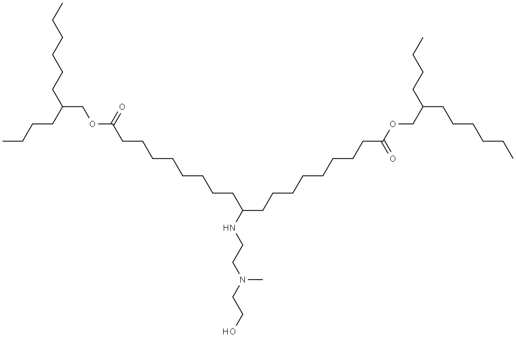 bis(2-butyloctyl) 10-((2-((2-hydroxyethyl)(methyl)amino)ethyl)amino)nonadecanedioate Structure