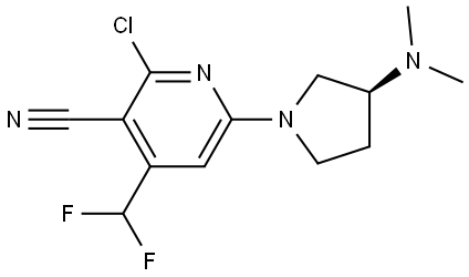 2-chloro-4-(difluoromethyl)-6-[(3S)-3-(dimethylamino)pyrrolidin-1-yl]pyridine-3-carbonitrile Structure