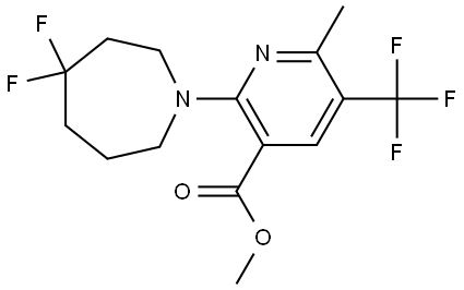 3-Pyridinecarboxylic acid, 2-(4,4-difluorohexahydro-1H-azepin-1-yl)-6-methyl-5-(trifluoromethyl)-, methyl ester Structure