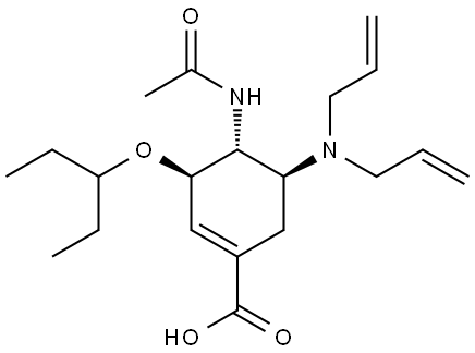 1-Cyclohexene-1-carboxylic acid, 4-(acetylamino)-5-(di-2-propen-1-ylamino)-3-(1-ethylpropoxy)-, (3R,4R,5S)- Structure