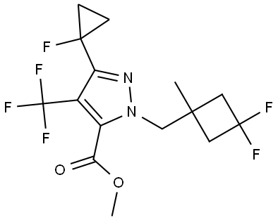 methyl 1-((3,3-difluoro-1-methylcyclobutyl)methyl)-3-(1-fluorocyclopropyl)-4-(trifluoromethyl)-1H-pyrazole-5-carboxylate Structure