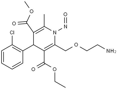 3,5-Pyridinedicarboxylic acid, 2-[(2-aminoethoxy)methyl]-4-(2-chlorophenyl)-1,4-dihydro-6-methyl-1-nitroso-, 3-ethyl 5-methyl ester Structure