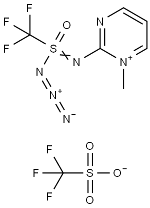 Pyrimidinium, 2-[[azidooxido(trifluoromethyl)-λ4-sulfanylidene]amino]-1-methyl-, 1,1,1-trifluoromethanesulfonate (1:1) Structure