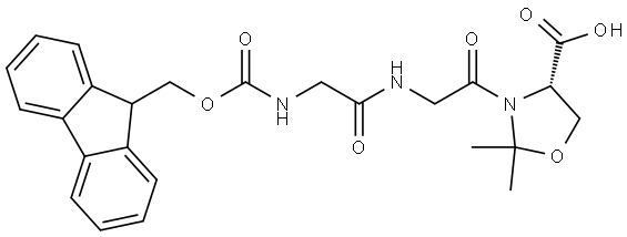 4-Oxazolidinecarboxylic acid, 3-[2-[[2-[[(9H-fluoren-9-ylmethoxy)carbonyl]amino]acetyl]amino]acetyl]-2,2-dimethyl-, (4S)- Structure