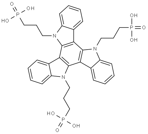 ((5H-diindolo[3,2-a:3',2'-c]carbazole-5,10,15-triyl)tris(propane-3,1-diyl))tris(phosphonic acid) Structure