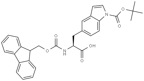 (S)-2-((((9H-fluoren-9-yl)methoxy)carbonyl)amino)-3-(1-(tert-butoxycarbonyl)-1H-indol-5-yl)propanoic acid Structure