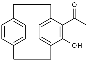 1-(6-Hydroxytricyclo[8.2.2.24,7]hexadeca-4,6,10,12,13,15-hexaen-5-yl)ethanone Structure