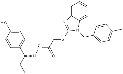 N'-[(E)-1-(4-HYDROXYPHENYL)PROPYLIDENE]-2-{[1-(4-METHYLBENZYL)-1H-BENZIMIDAZOL-2-YL]SULFANYL}ACETOHYDRAZIDE Structure