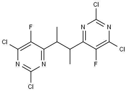 Pyrimidine, 4,4'-(1,2-dimethyl-1,2-ethanediyl)bis[2,6-dichloro-5-fluoro- (9CI) Structure