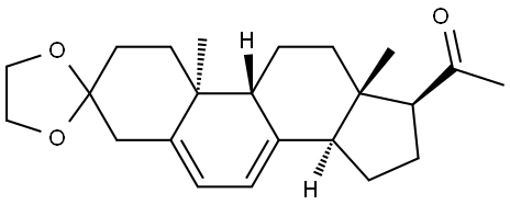 Pregna-5,7-diene-3,20-dione, cyclic 3-(1,2-ethanediyl acetal), (9β,10α)- Structure