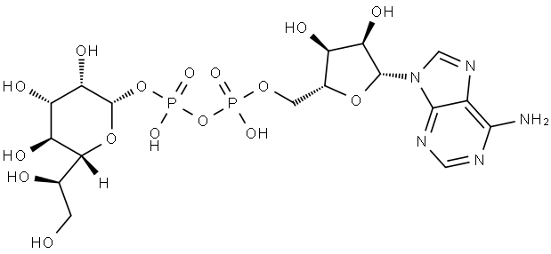 Adenosine 5'-(trihydrogen diphosphate), P'-D-glycero-β-D-manno-heptopyranosyl ester Structure