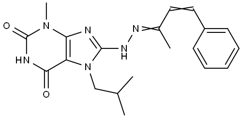 7-ISOBUTYL-3-ME-8-(N'-(1-ME-3-PH-ALLYLIDENE)-HYDRAZINO)-3,7-2H-PURINE-2,6-DIONE Structure