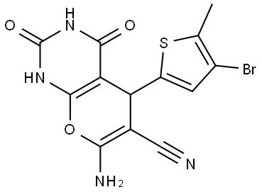 7-AMINO-5-(4-BROMO-5-METHYL-2-THIENYL)-2,4-DIOXO-1,3,4,5-TETRAHYDRO-2H-PYRANO[2,3-D]PYRIMIDINE-6-CARBONITRILE Structure