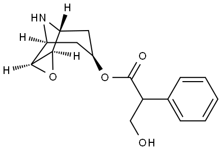 Benzeneacetic acid, α-(hydroxymethyl)-, (3R,4R,5S,6S)-3-imino-4-oxycycloheptenyl ester, rel- Structure