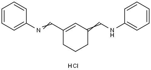 N-((3-((Phenylimino)methyl)cyclohex-2-en-1-ylid
ene)methyl)aniline hydrochloride Structure