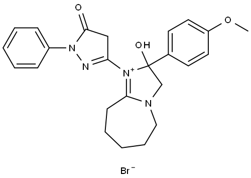 2-HYDROXY-2-(4-METHOXYPHENYL)-1-(5-OXO-1-PHENYL-4,5-DIHYDRO-1H-PYRAZOL-3-YL)-2,5,6,7,8,9-HEXAHYDRO-3H-IMIDAZO[1,2-A]AZEPIN-1-IUM BROMIDE Structure