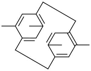 Tricyclo[8.2.2.24,7]hexadeca-4,6,10,12,13,15-hexaene, 5,11,13,15-tetramethyl-, stereoisomer (9CI) Structure