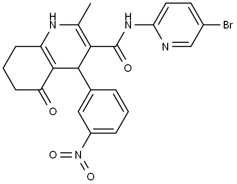 N-(5-BROMO-2-PYRIDINYL)-2-METHYL-4-(3-NITROPHENYL)-5-OXO-1,4,5,6,7,8-HEXAHYDRO-3-QUINOLINECARBOXAMIDE Structure