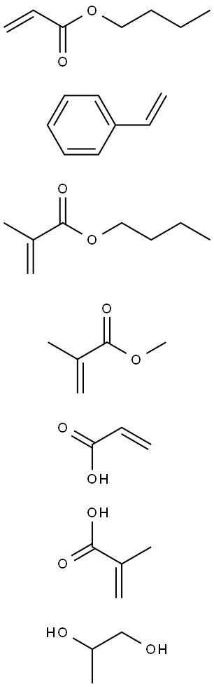 Acrylic acid, butyl acrylate, butyl methacrylate, hydroxypropyl methacrylate, methyl methacrylate, styrene polymer Structure