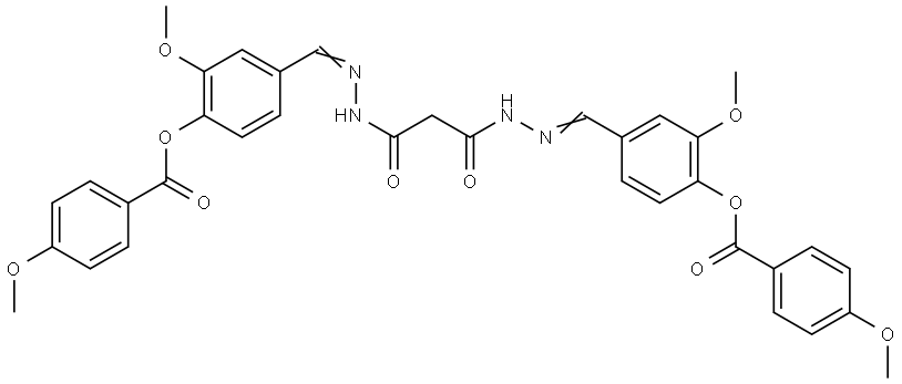2-METHOXY-4-((E)-{[3-((2E)-2-{3-METHOXY-4-[(4-METHOXYBENZOYL)OXY]BENZYLIDENE}HYDRAZINO)-3-OXOPROPANOYL]HYDRAZONO}METHYL)PHENYL 4-METHOXYBENZOATE Structure
