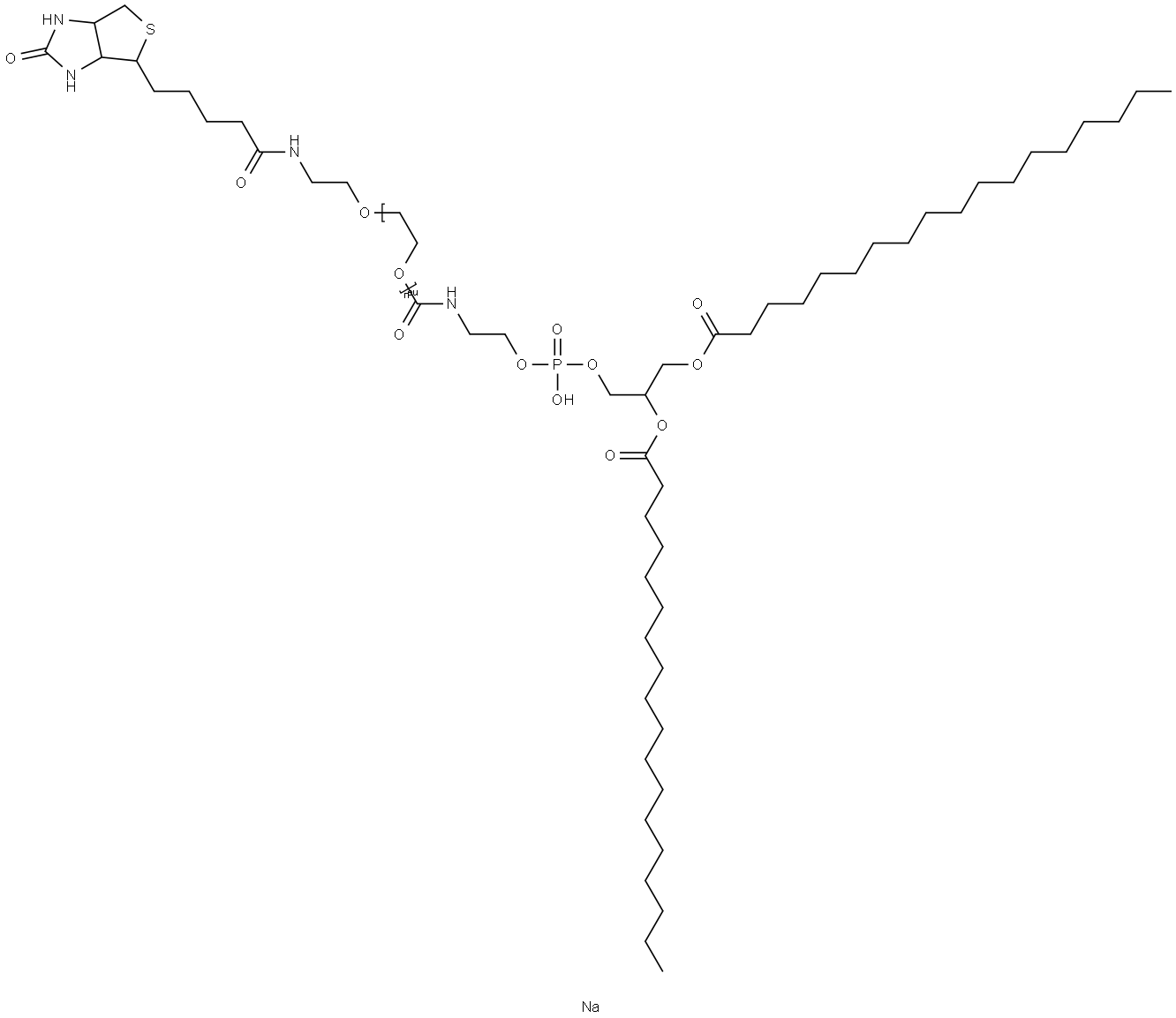 1,2-distearoyl-sn-glycero-3-phosphoethanolaMine-N-[biotinyl(polyethylene glycol)-2000] (aMMoniuM salt) Structure