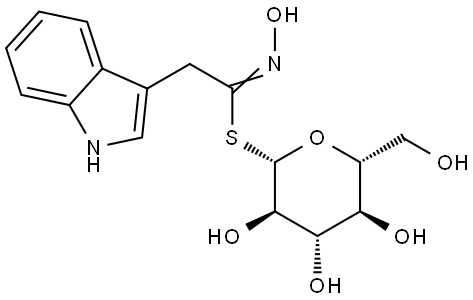 β-D-Glucopyranose, 1-thio-, 1-(N-hydroxy-1H-indole-3-ethanimidate) Structure