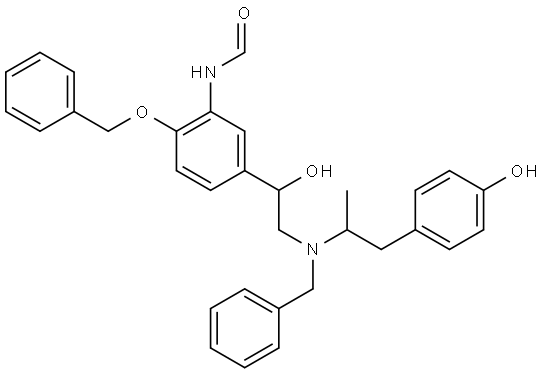 Formamide, N-[5-[1-hydroxy-2-[[2-(4-hydroxyphenyl)-1-methylethyl](phenylmethyl)amino]ethyl]-2-(phenylmethoxy)phenyl]- Structure