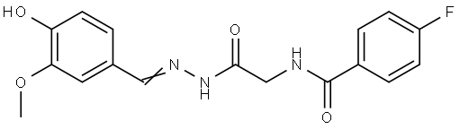 4-FLUORO-N-(2-(2-(4-HYDROXY-3-METHOXYBENZYLIDENE)HYDRAZINO)-2-OXOETHYL)BENZAMIDE Structure