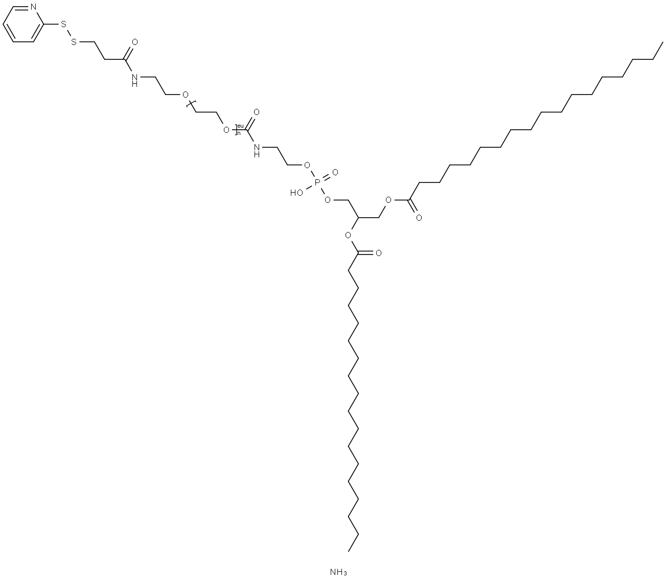 1,2-distearoyl-sn-glycero-3-phosphoethanolaMine-N-[PDP(polyethylene glycol)-2000] (aMMoniuM salt) Structure