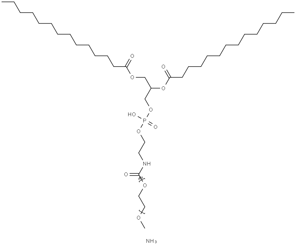 1,2-dioleoyl-sn-glycero-3-phosphoethanolaMine-N-[Methoxy(polyethylene glycol)-350] (aMMoniuM salt) Structure