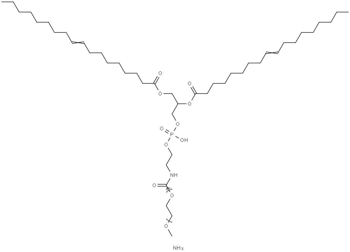 1,2-dioleoyl-sn-glycero-3-phosphoethanolamine-N-[methoxy(polyethylene glycol)-2000] (ammonium salt)
 Structure